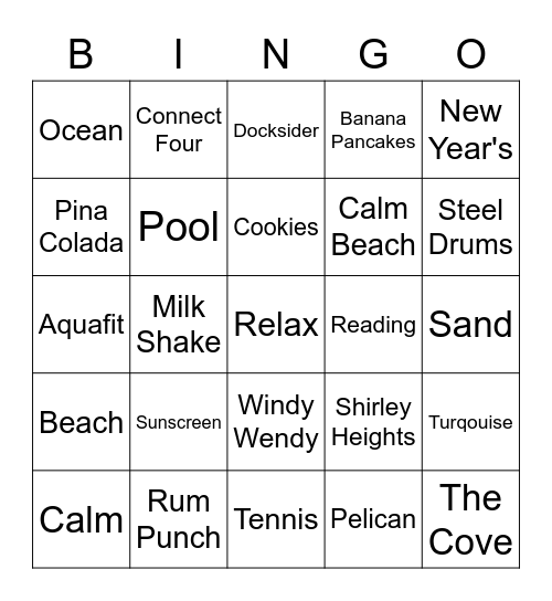 Antigua BINGO Card