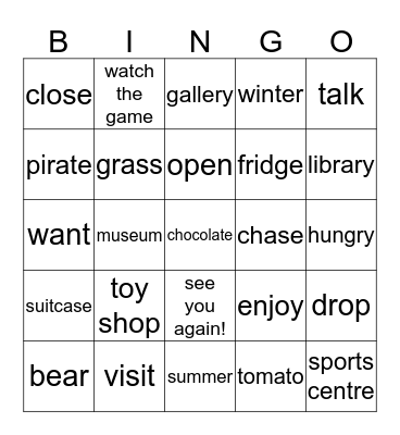 TOY BOX UNITS 9A-10C Bingo Card