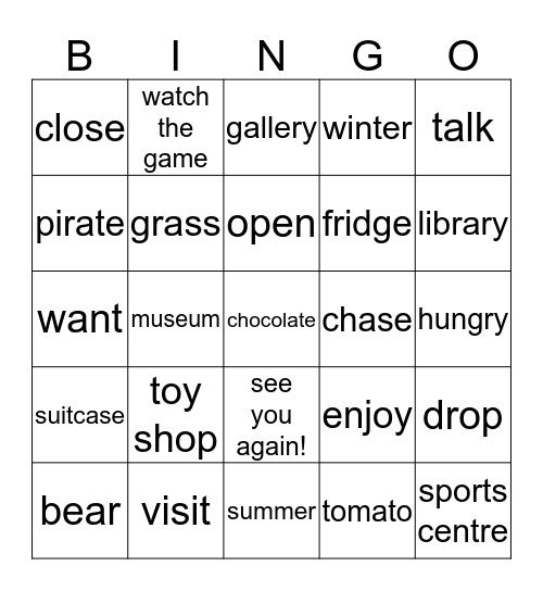 TOY BOX UNITS 9A-10C Bingo Card