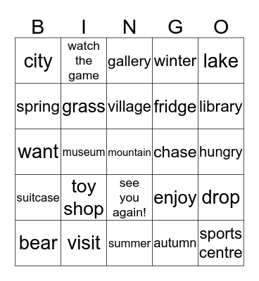 TOY BOX UNITS 9A-10C Bingo Card