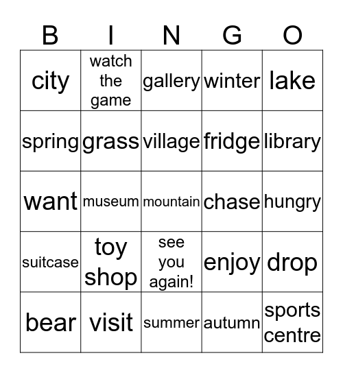 TOY BOX UNITS 9A-10C Bingo Card