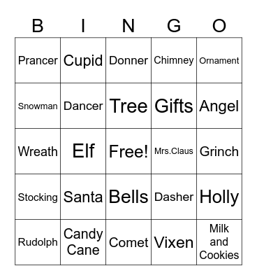 Christmas Bingo! Bingo Card