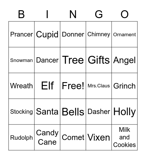 Christmas Bingo! Bingo Card