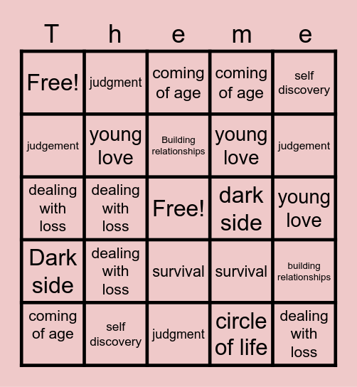 Theme Bingo Card