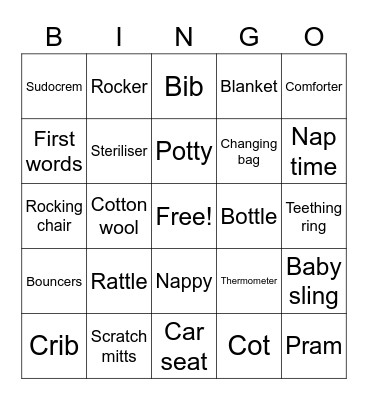 Baby Shower Bingo Card