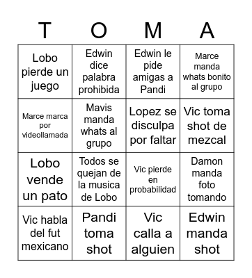 Cena de Navidad reUnion Bingo Card
