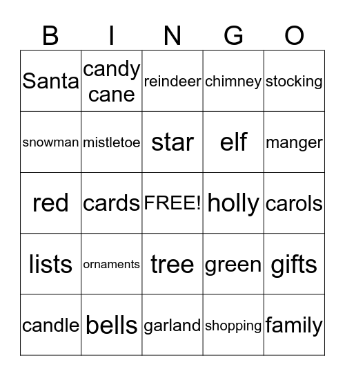 Christmas Bingo Card