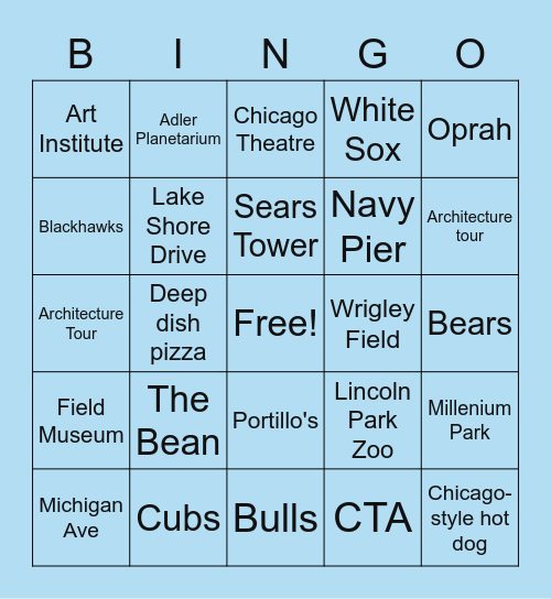 Chicago Bingo Card