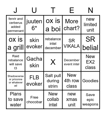 Bingo strim gbf Bingo Card