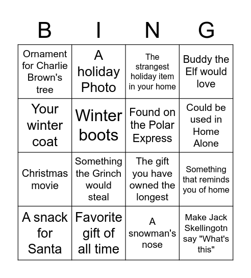 Holiday Bingo Scavenger Hunt Bingo Card