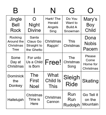 UPCAG Christmas Singo Bingo Card