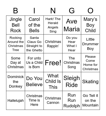 UPCAG Christmas Singo Bingo Card