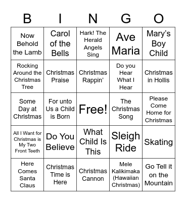 UPCAG Christmas Singo Bingo Card