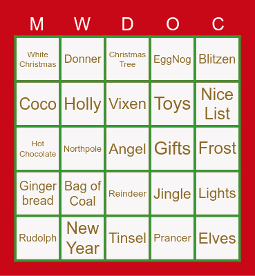 MWDOC Holiday Bingo Card