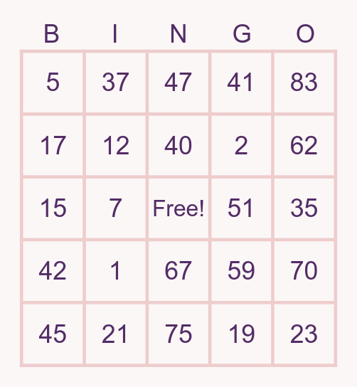 TM BINGO NIGHT Bingo Card
