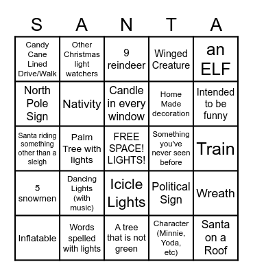 Christmas Lights 2020 BINGO! Bingo Card