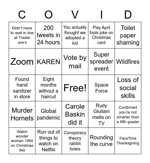 2020 BINGO Card