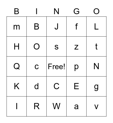 ALPHABET BINGO Card