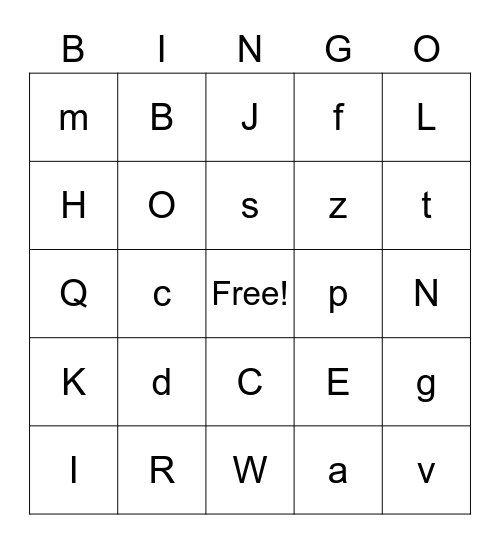 ALPHABET BINGO Card
