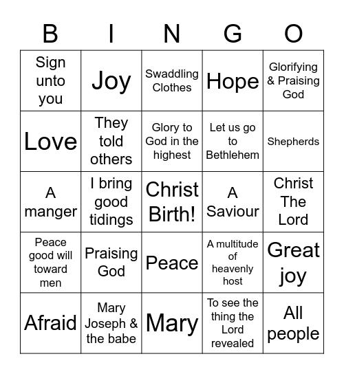 Praise Explosion Bingo Card