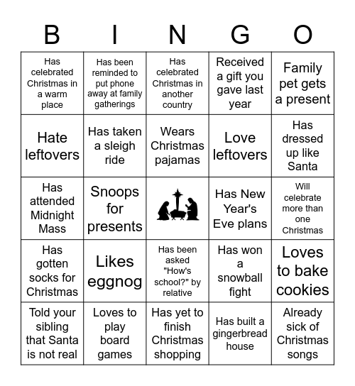 Christmas Bingo Card