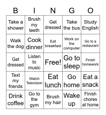 Present Simple Bingo! Bingo Card
