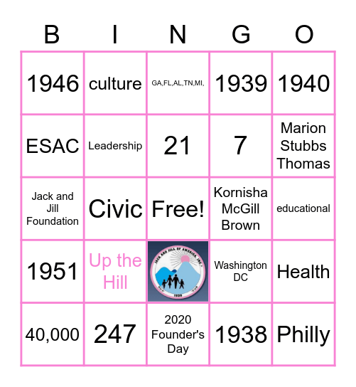 1938 Diner En Blanc Bingo Card