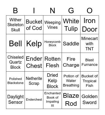 Minecraft Bingo (2) Bingo Card
