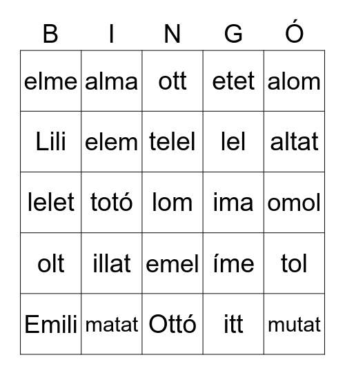 Névtelen bingó Bingo Card