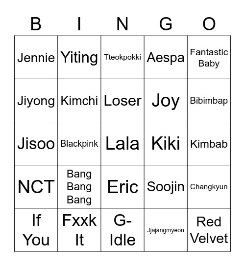 Nini. Bingo Card