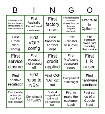 Monday BINGO! Bingo Card