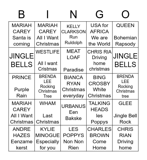 RvR's Guilty Christmas HITbingo Card