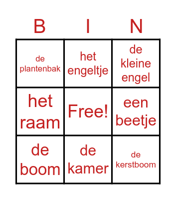 Lidwoorden Bingo Card