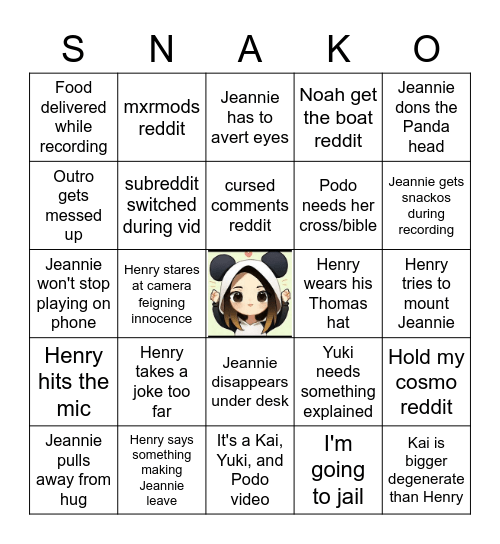 MXR Bingo Card