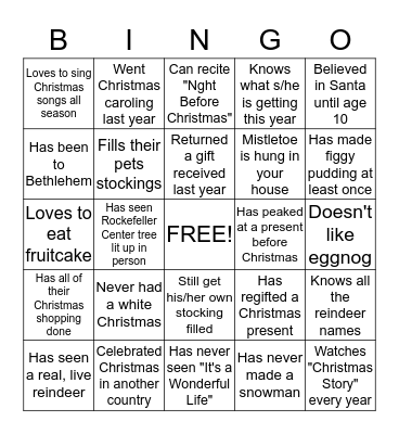 Christmas Bingo Card