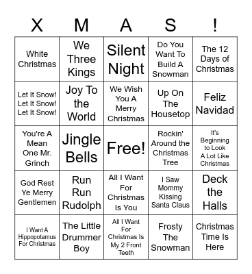 ADA Christmas Music BINGO! Bingo Card