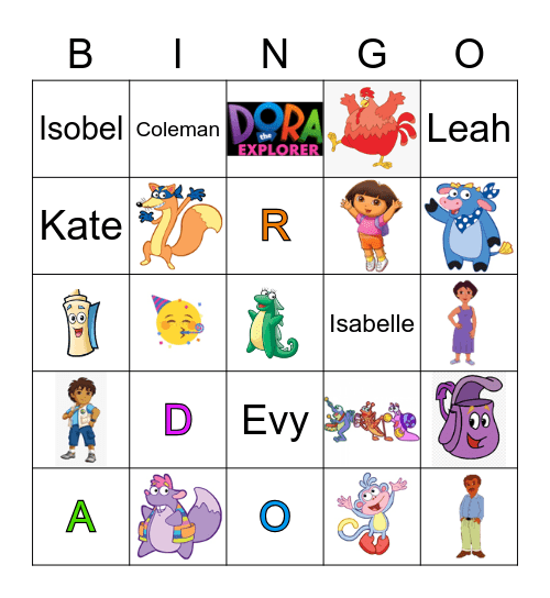 Dora the Explorer Bingo Card