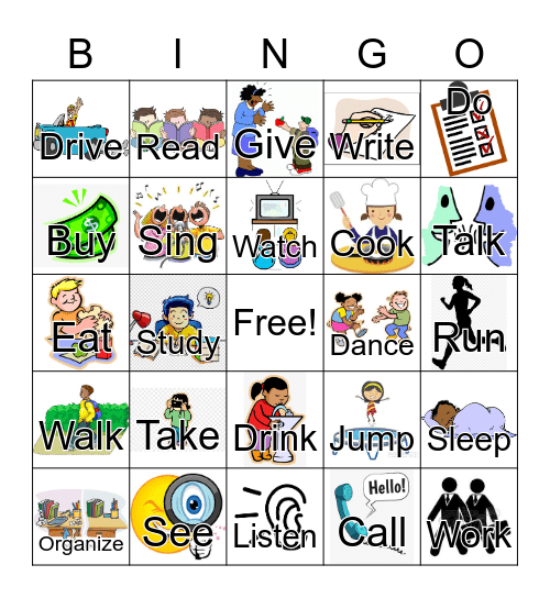 Practice with Verbs Bingo Card