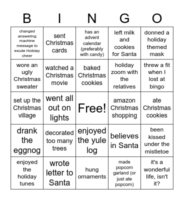 Christmas Bingo Card