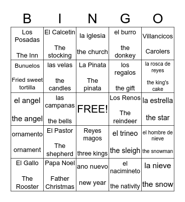 Spain Lingo Bingo Card