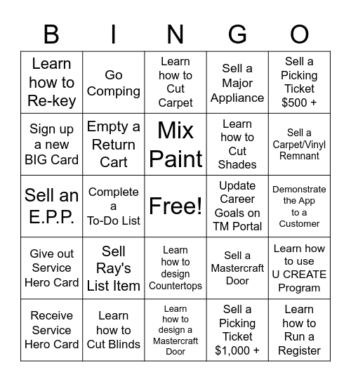 BIG Money Bingo Card