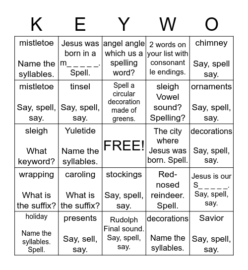 KEYWO Bingo Card