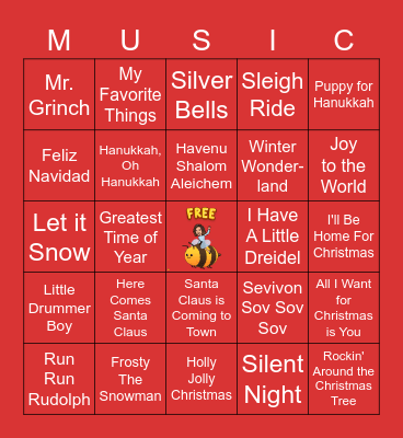 Holiday Music Bingo Card