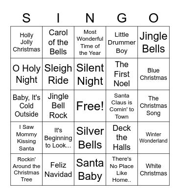 Christmas Singo 1 Bingo Card