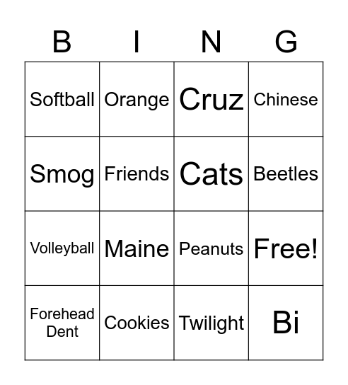 Untitled Bingo Card