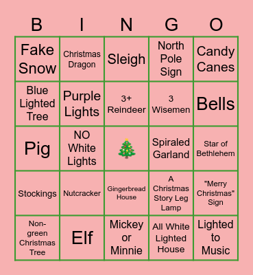 Christmas Lights Bingo Card