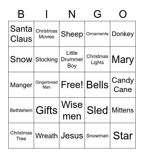 Christmas Bingo Card