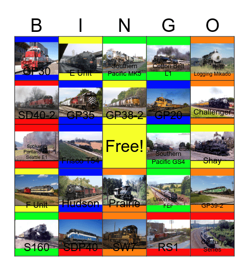 Railway Lines in Oklahoma,Arkansas,Mississippi,Missouri,Illinois,Oregon and Washington Bingo Card