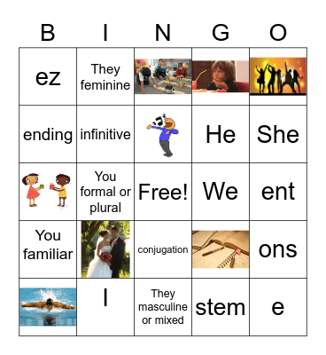 French ER Verbs Bingo Card