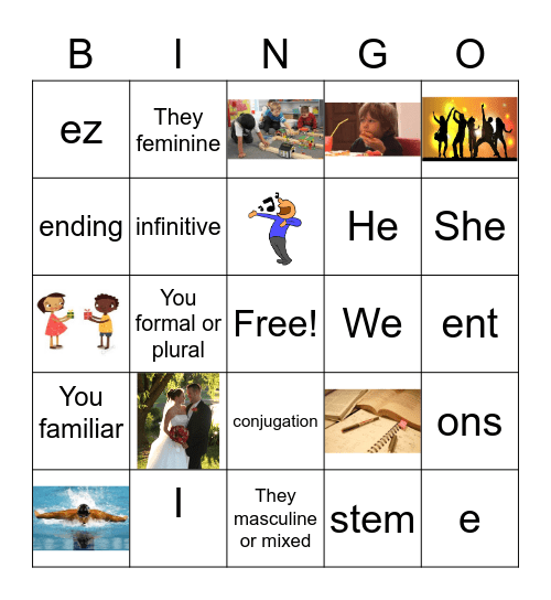 French ER Verbs Bingo Card